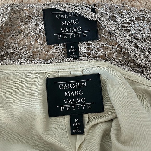 Carmen Marc Valvo Gorgeous Gold Floral Crochet Two Shirt Set **Sz Petite M**🌺🌺 - Picture 7 of 8